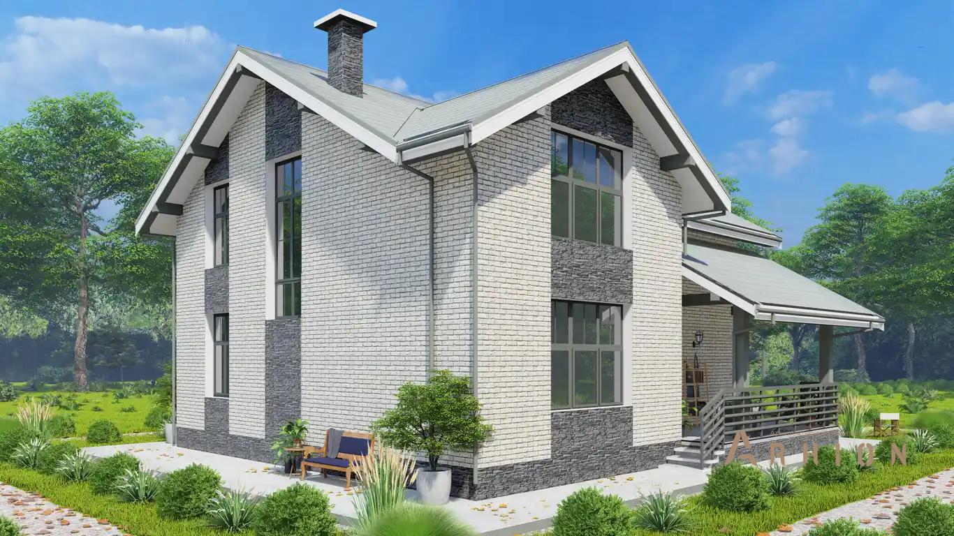 2. Проект одноэтажного дома в альпийском стиле с многоскатной кровлей, H-1524, площадью - 157 кв c мансардой, терассой, балконом