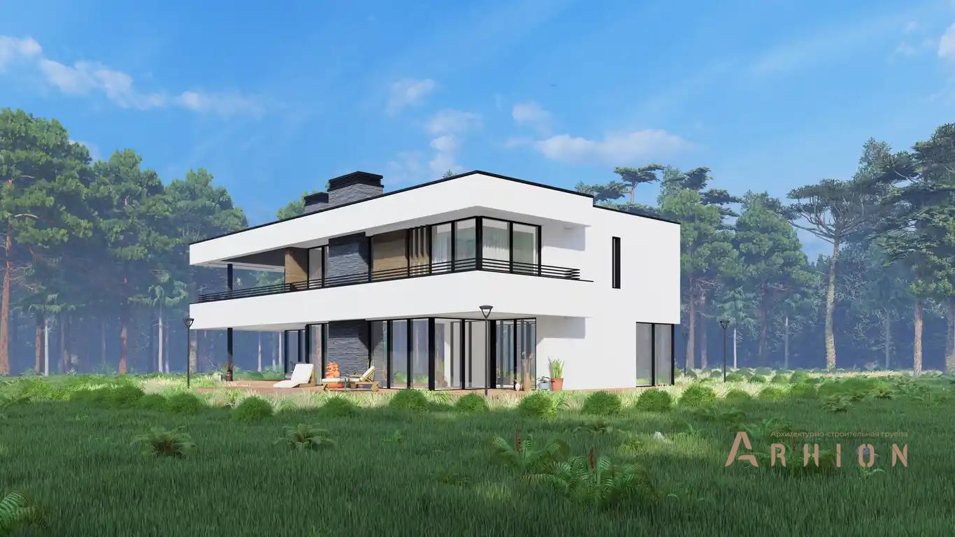 5. Проект двухэтажного дома в стиле хай-тек с плоской кровлей , H-1531, площадью - 315 кв c терассой, балконом, гаражом