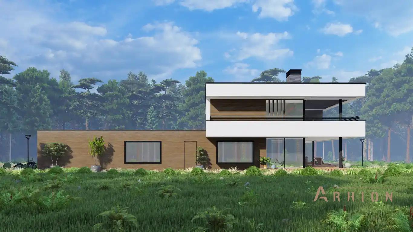 4. Проект двухэтажного дома в стиле хай-тек с плоской кровлей , H-1531, площадью - 315 кв c терассой, балконом, гаражом