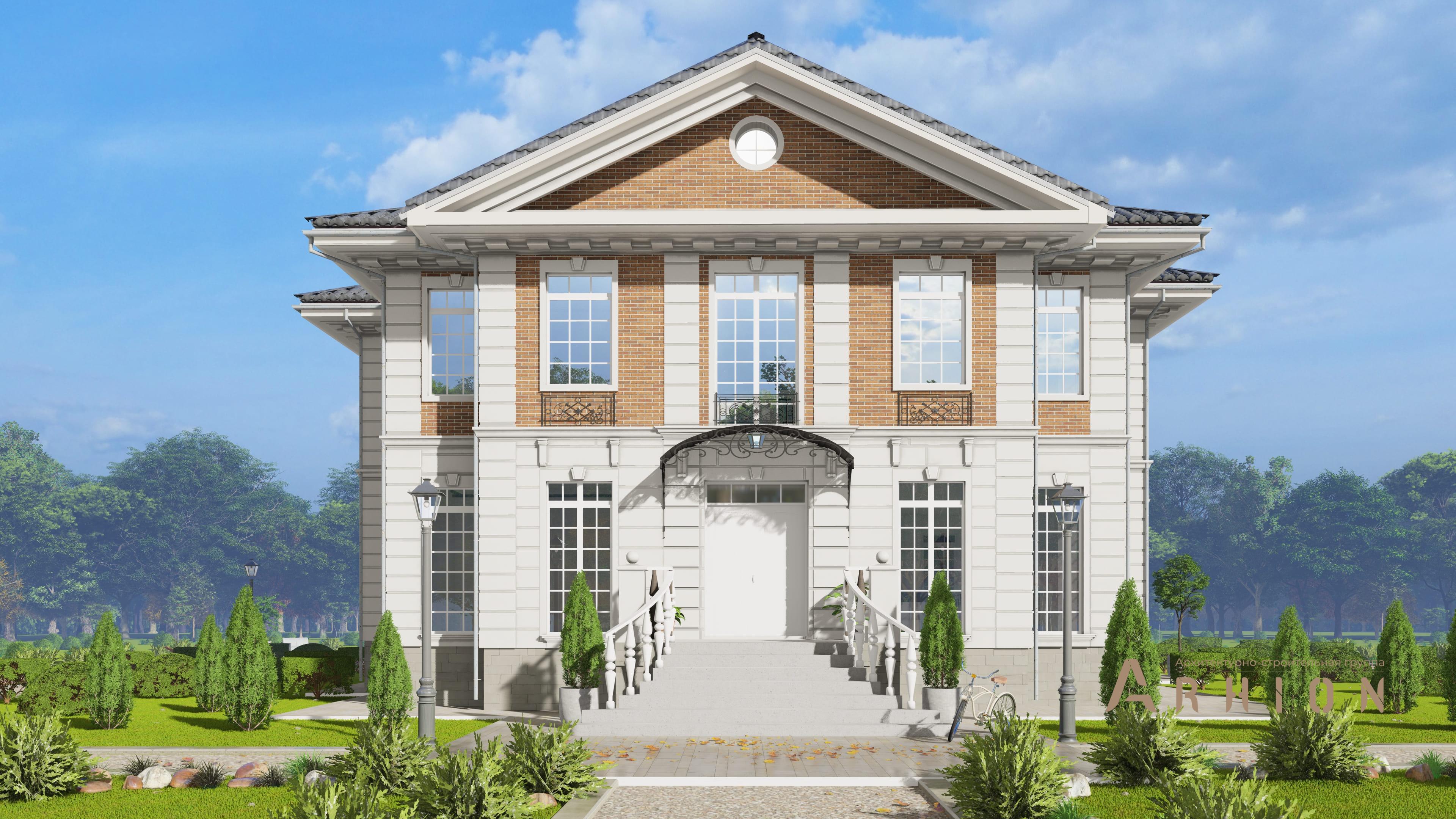 1. Проект двухэтажного дома в классическом стиле с многоскатной кровлей, h-1602, площадью - 537 кв c цокольным этажом, сауной, терассой, балконом