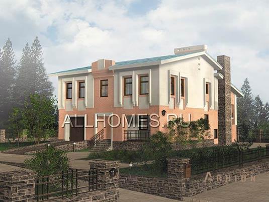 1. Проект двухэтажного дома в современном стиле с плоской кровлей , h-167-1k, площадью - 167 кв c гаражом