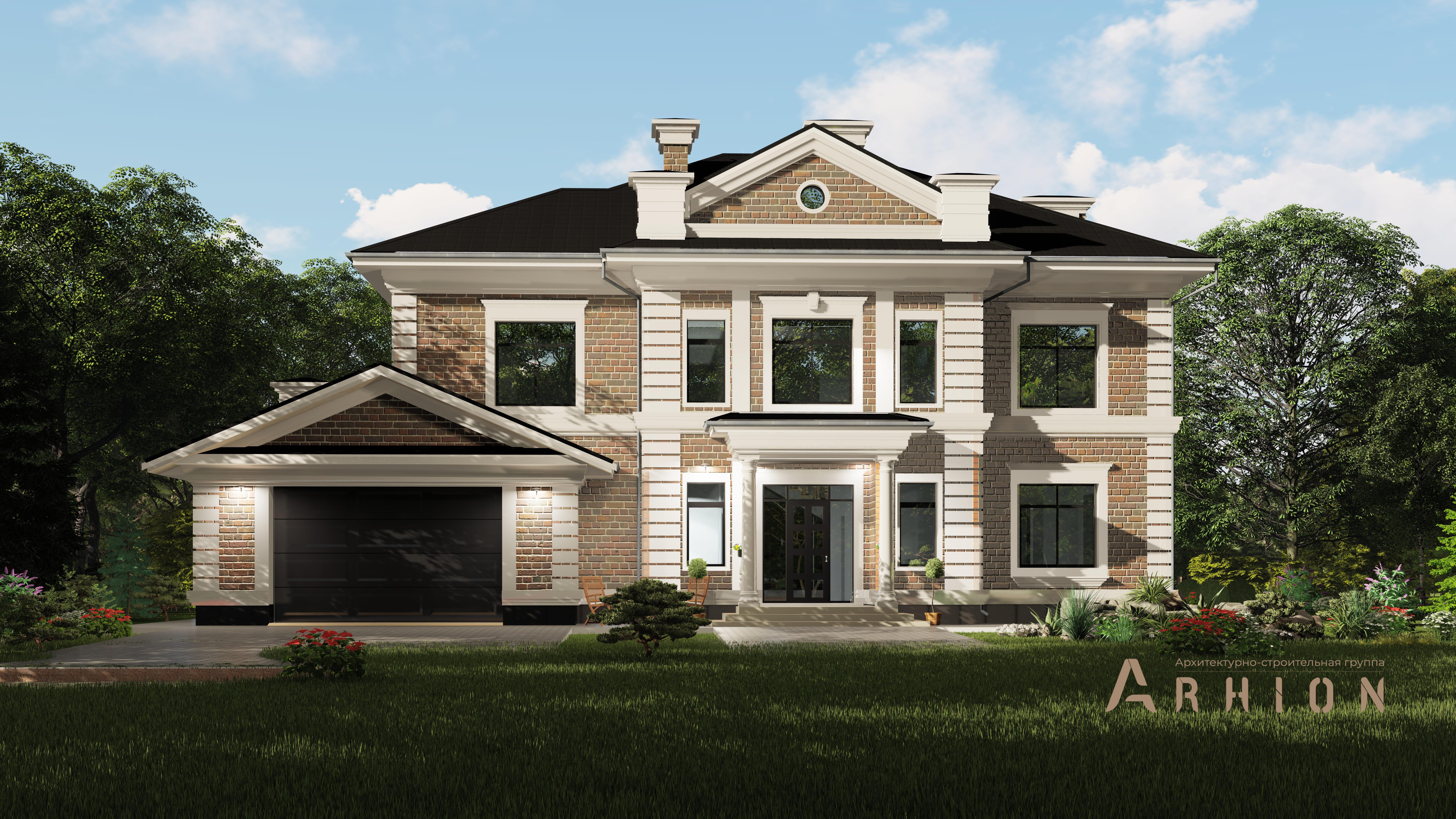 2. Проект двухэтажного дома в классическом стиле с четырехскатной, h-1824, площадью - 406 кв