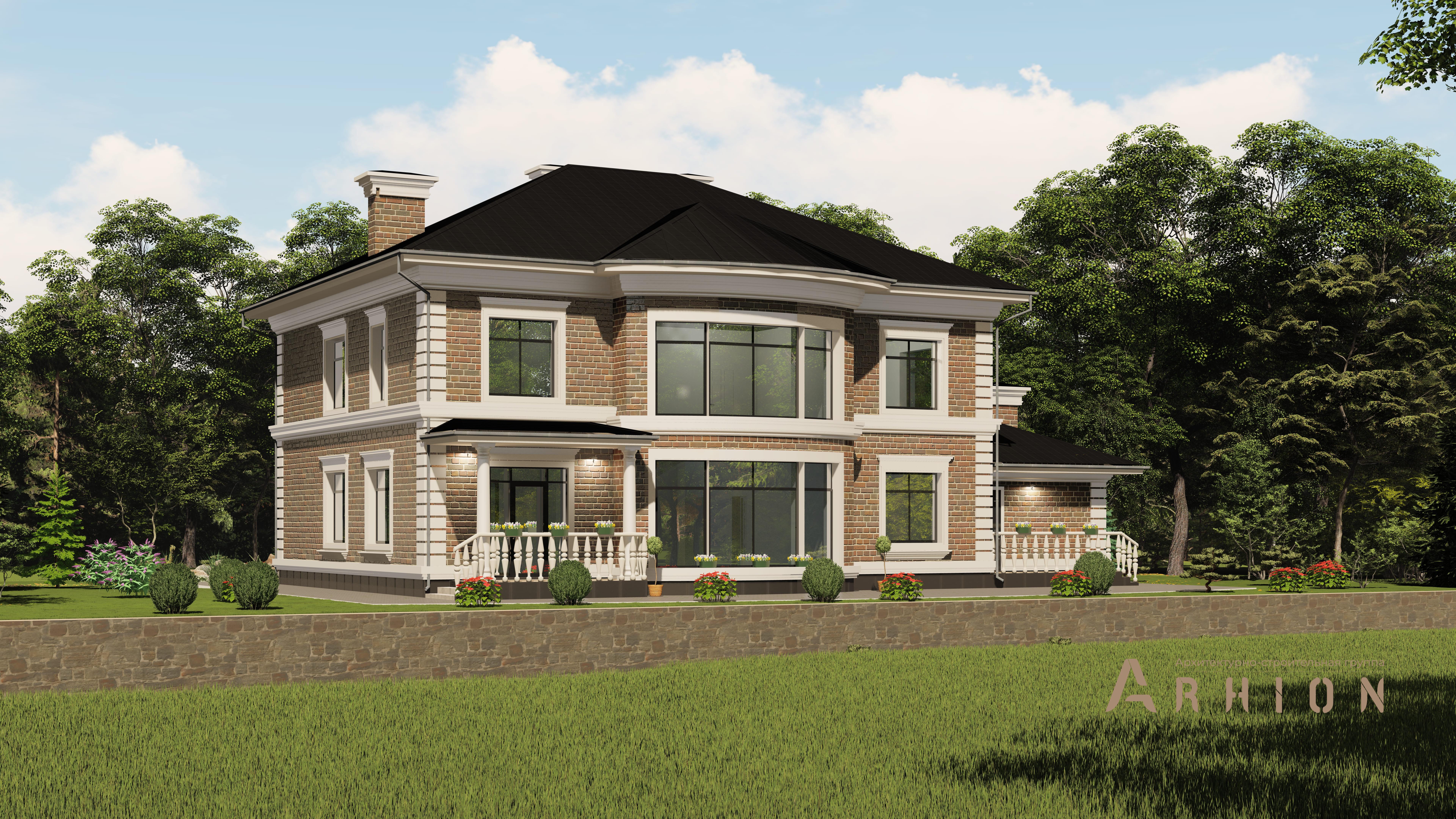 4. Проект двухэтажного дома в классическом стиле с четырехскатной, h-1824, площадью - 406 кв