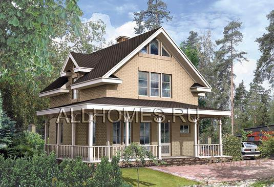 1. Проект двухэтажного дома в современном стиле с двускатной кровлей, h-185-1s, площадью - 185 кв