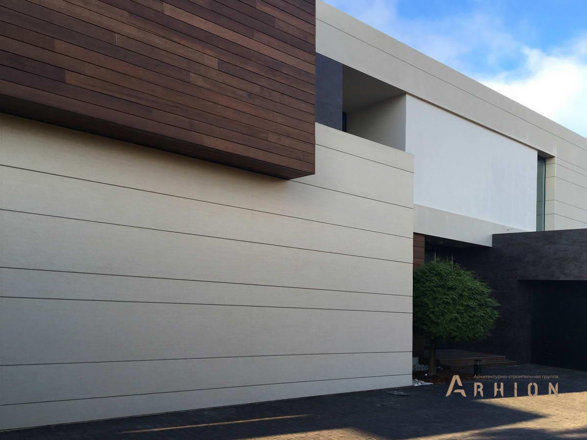 11. Проект двухэтажного дома в стиле хай-тек с плоской кровлей , h-22, площадью - 850 кв c цокольным этажом, сауной, терассой, балконом, гаражом, бассейном, эркером, вторым светом