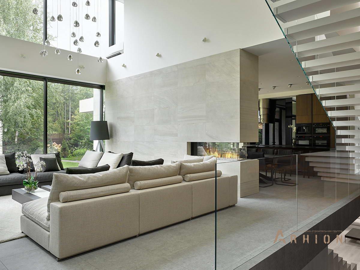 3. Проект двухэтажного дома в стиле хай-тек с плоской кровлей , h-22, площадью - 850 кв c цокольным этажом, сауной, терассой, балконом, гаражом, бассейном, эркером, вторым светом