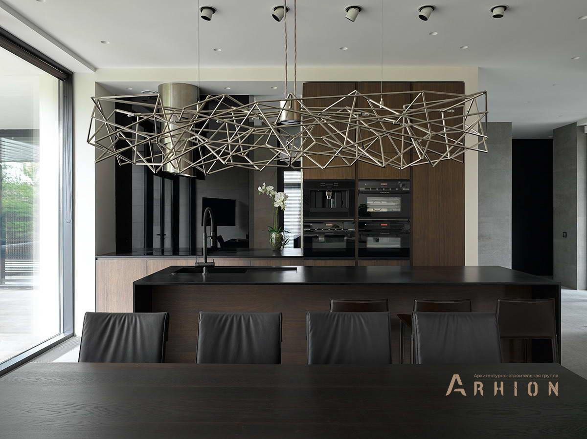 4. Проект двухэтажного дома в стиле хай-тек с плоской кровлей , h-22, площадью - 850 кв c цокольным этажом, сауной, терассой, балконом, гаражом, бассейном, эркером, вторым светом