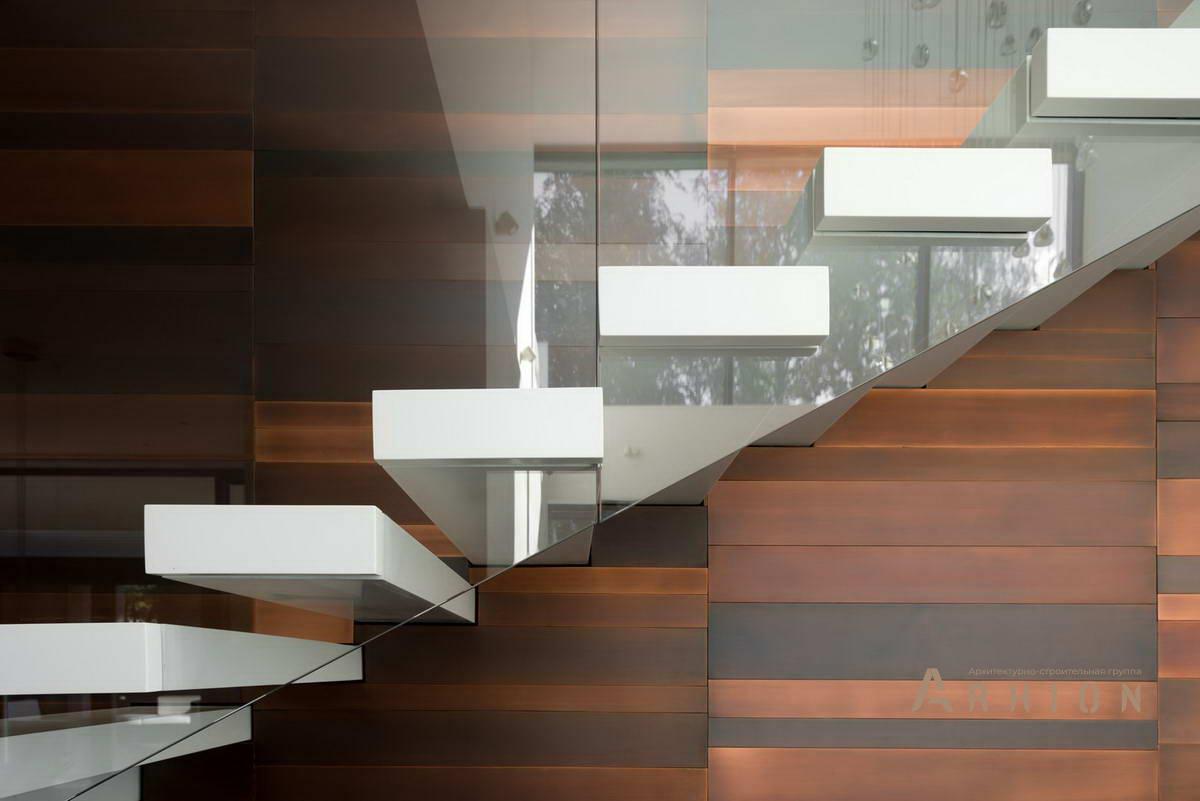 5. Проект двухэтажного дома в стиле хай-тек с плоской кровлей , h-22, площадью - 850 кв c цокольным этажом, сауной, терассой, балконом, гаражом, бассейном, эркером, вторым светом