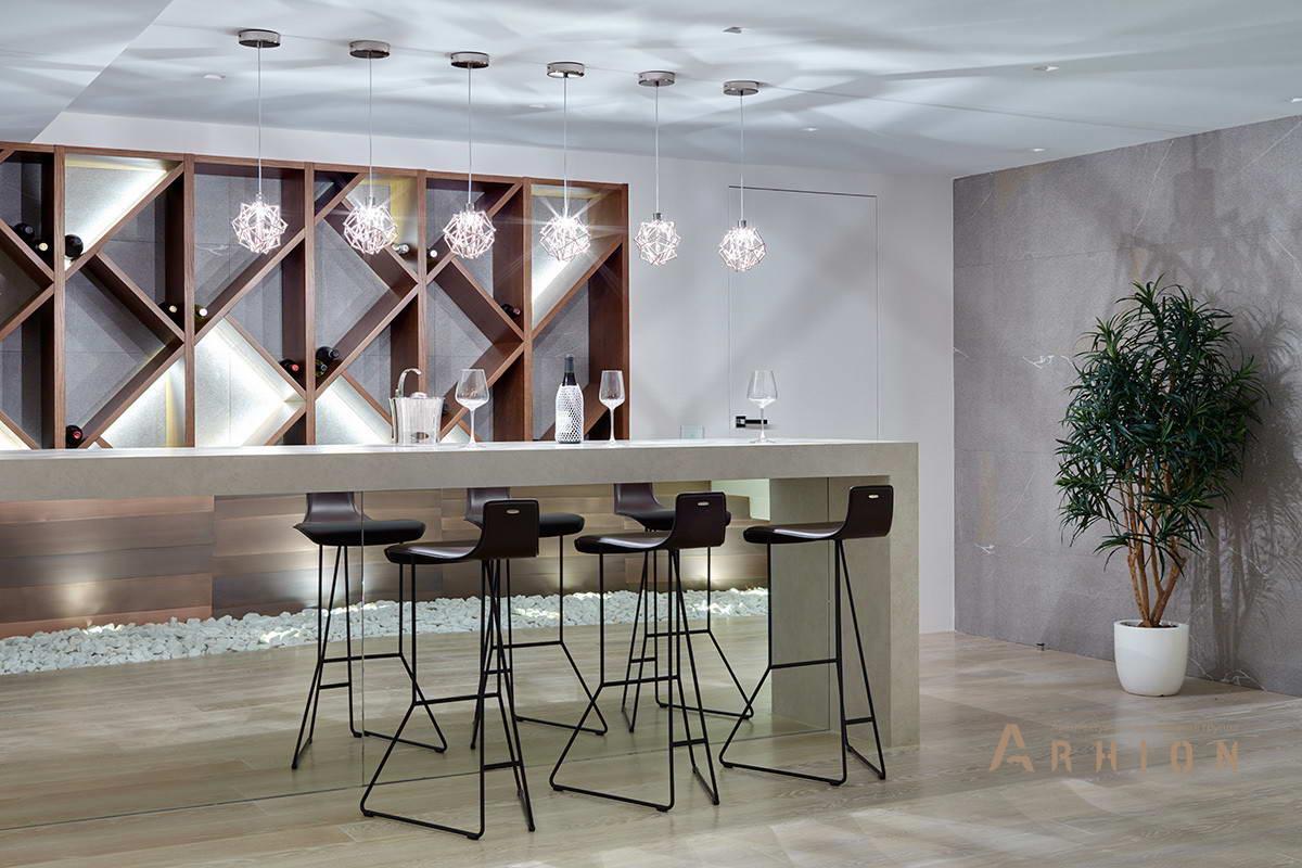 7. Проект двухэтажного дома в стиле хай-тек с плоской кровлей , h-22, площадью - 850 кв c цокольным этажом, сауной, терассой, балконом, гаражом, бассейном, эркером, вторым светом