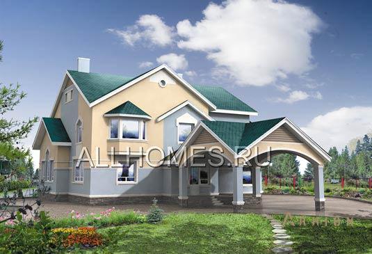 1. Проект двухэтажного дома в современном стиле с плоской кровлей , h-257-1k, площадью - 257 кв c мансардой, гаражом, эркером, вторым светом