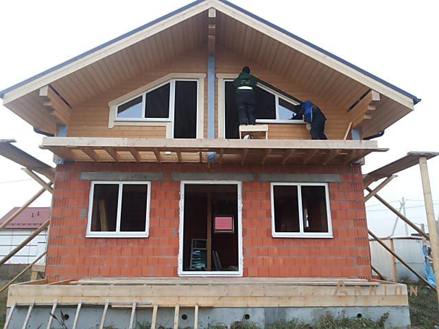 3. Проект одноэтажного дома в стиле шале с двускатной кровлей, kr-156, площадью - 116 кв c мансардой, терассой, балконом