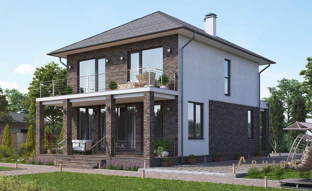 4. Проект двухэтажного дома в современном стиле с четырехскатной, kr-159-1, площадью - 137 кв c терассой