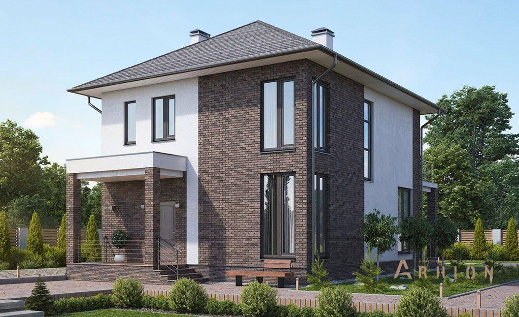 2. Проект двухэтажного дома в современном стиле с четырехскатной, kr-159-1, площадью - 137 кв c терассой