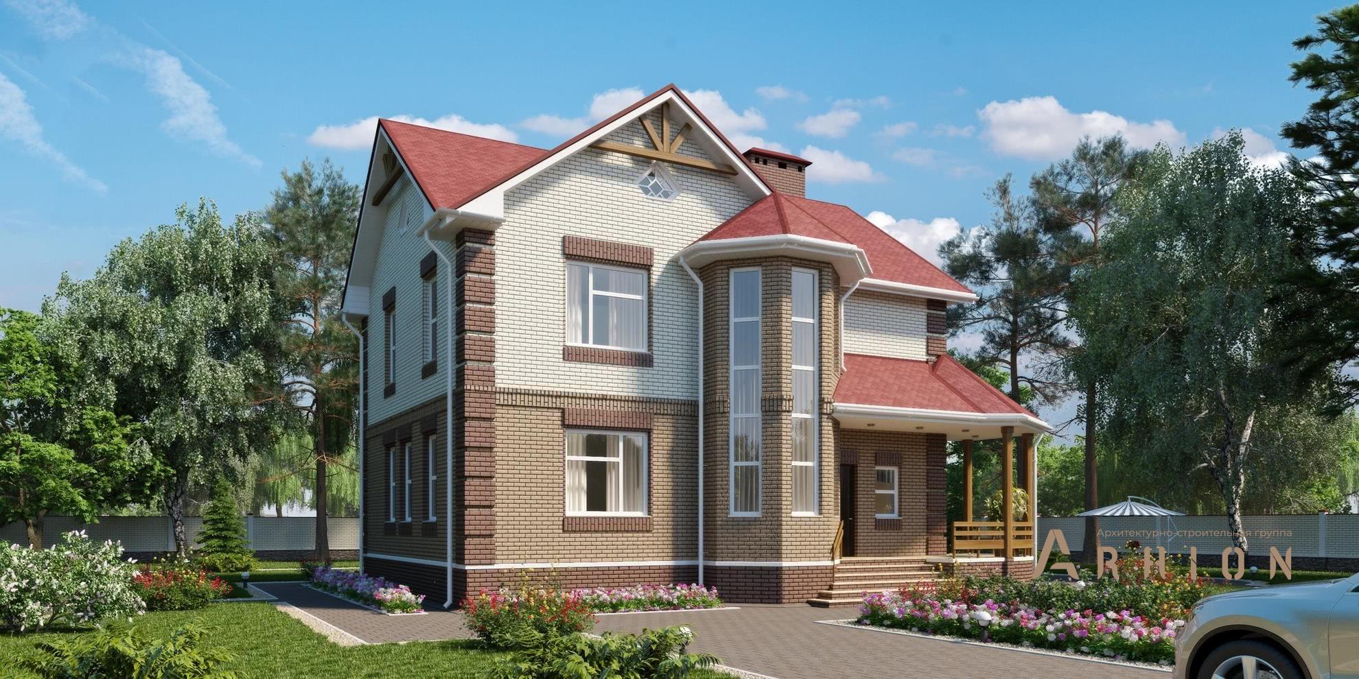 4. Проект двухэтажного дома в современном классическом стиле с многоскатной кровлей, kr-163, площадью - 164 кв c терассой, эркером