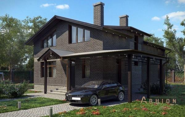 2. Проект одноэтажного дома в европейском стиле с двускатной кровлей, kr-167, площадью - 240 кв c мансардой, терассой, балконом