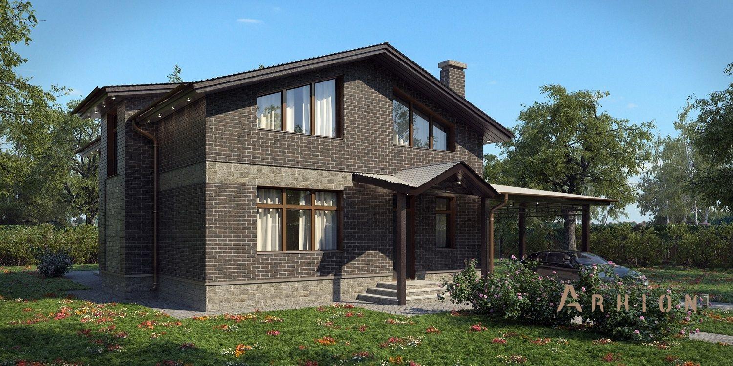 3. Проект одноэтажного дома в европейском стиле с двускатной кровлей, kr-167, площадью - 240 кв c мансардой, терассой, балконом