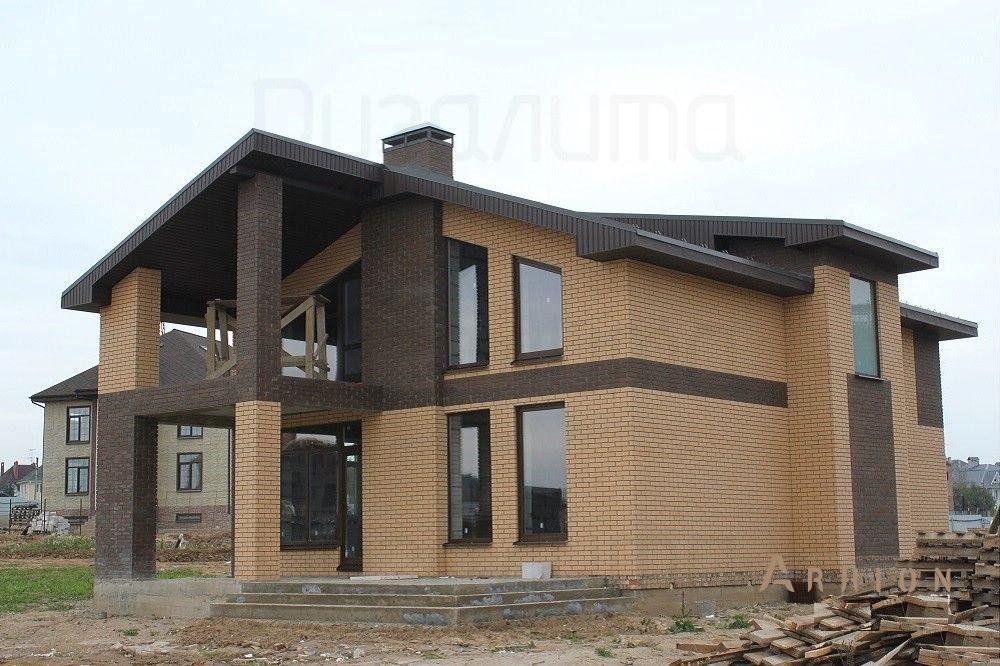 6. Проект одноэтажного дома в европейском стиле с двускатной кровлей, kr-167, площадью - 240 кв c мансардой, терассой, балконом