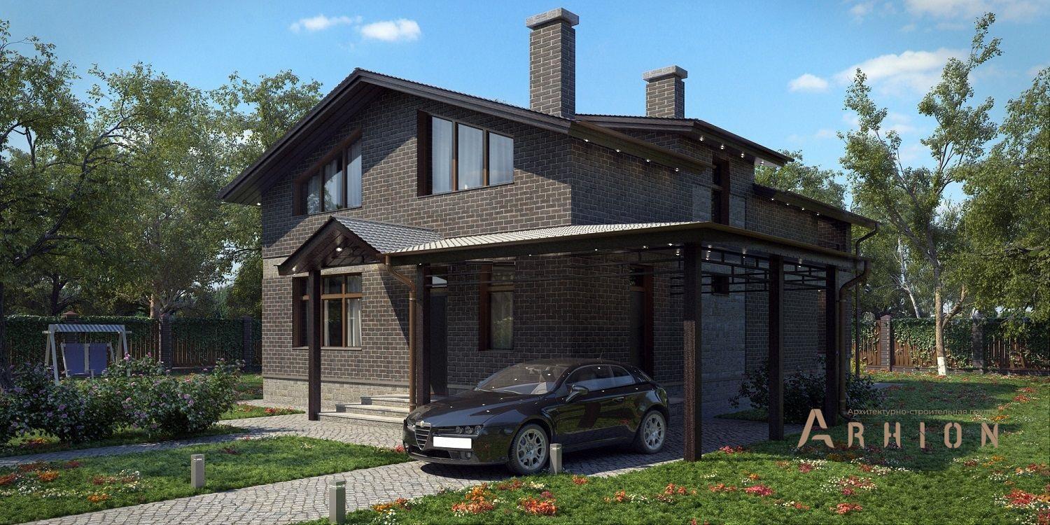 5. Проект одноэтажного дома в европейском стиле с двускатной кровлей, kr-167, площадью - 240 кв c мансардой, терассой, балконом