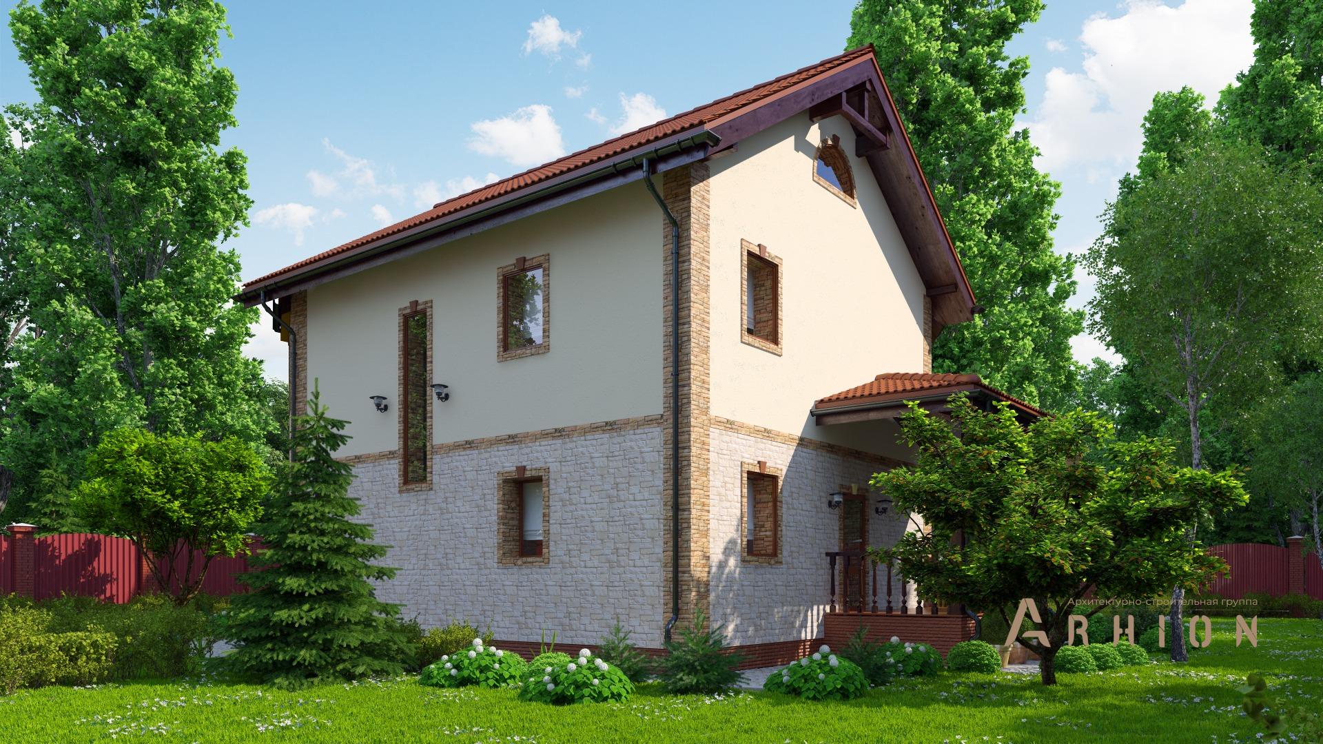 6. Проект двухэтажного дома в европейском стиле с двускатной кровлей, kr-169, площадью - 169 кв c эркером