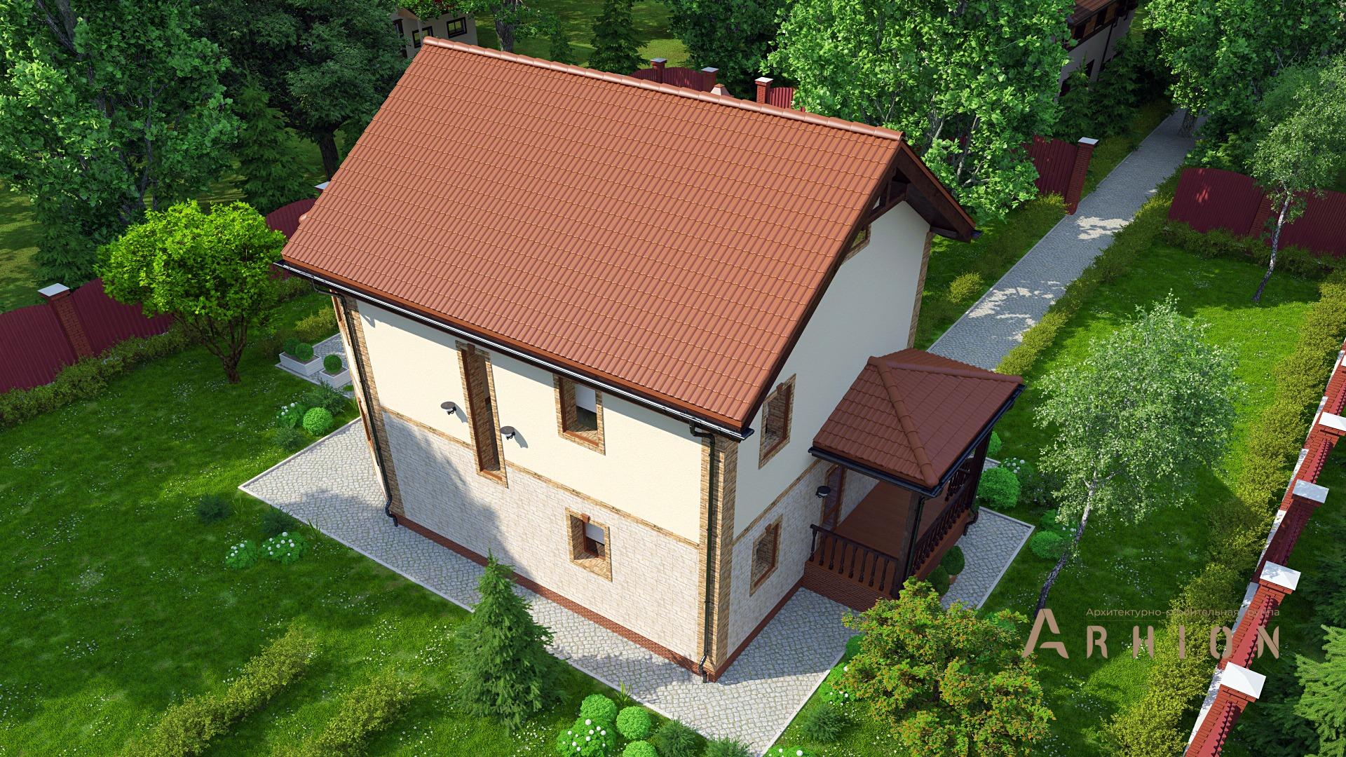 2. Проект двухэтажного дома в европейском стиле с двускатной кровлей, kr-169, площадью - 169 кв c эркером