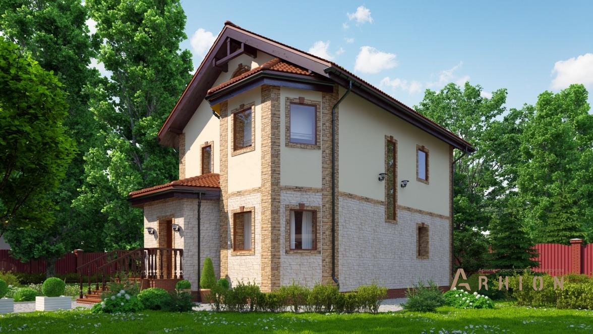 5. Проект двухэтажного дома в европейском стиле с двускатной кровлей, kr-169, площадью - 169 кв c эркером