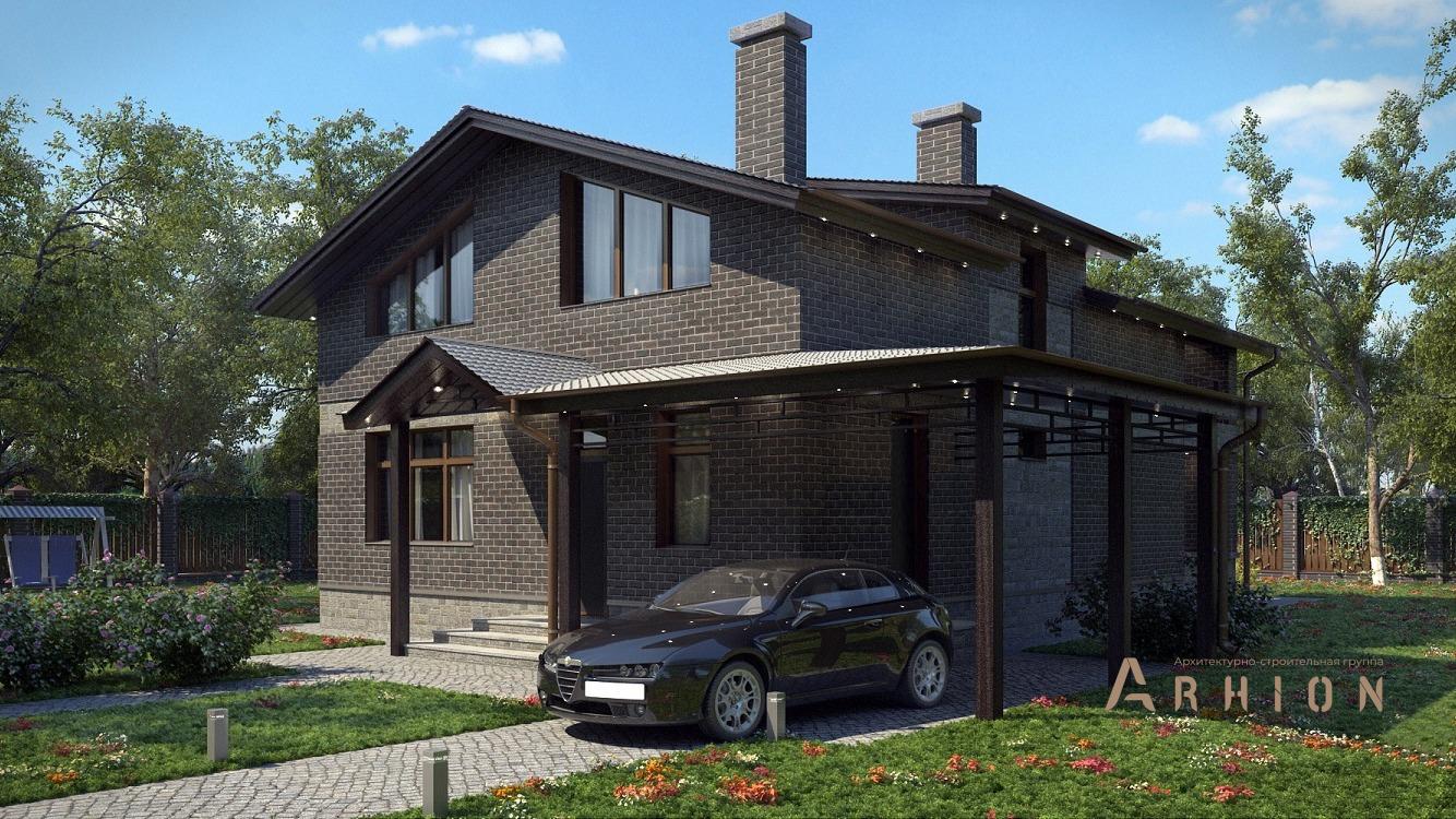 2. Проект одноэтажного дома в европейском стиле с двускатной кровлей, kr-173, площадью - 174 кв c мансардой, терассой, балконом