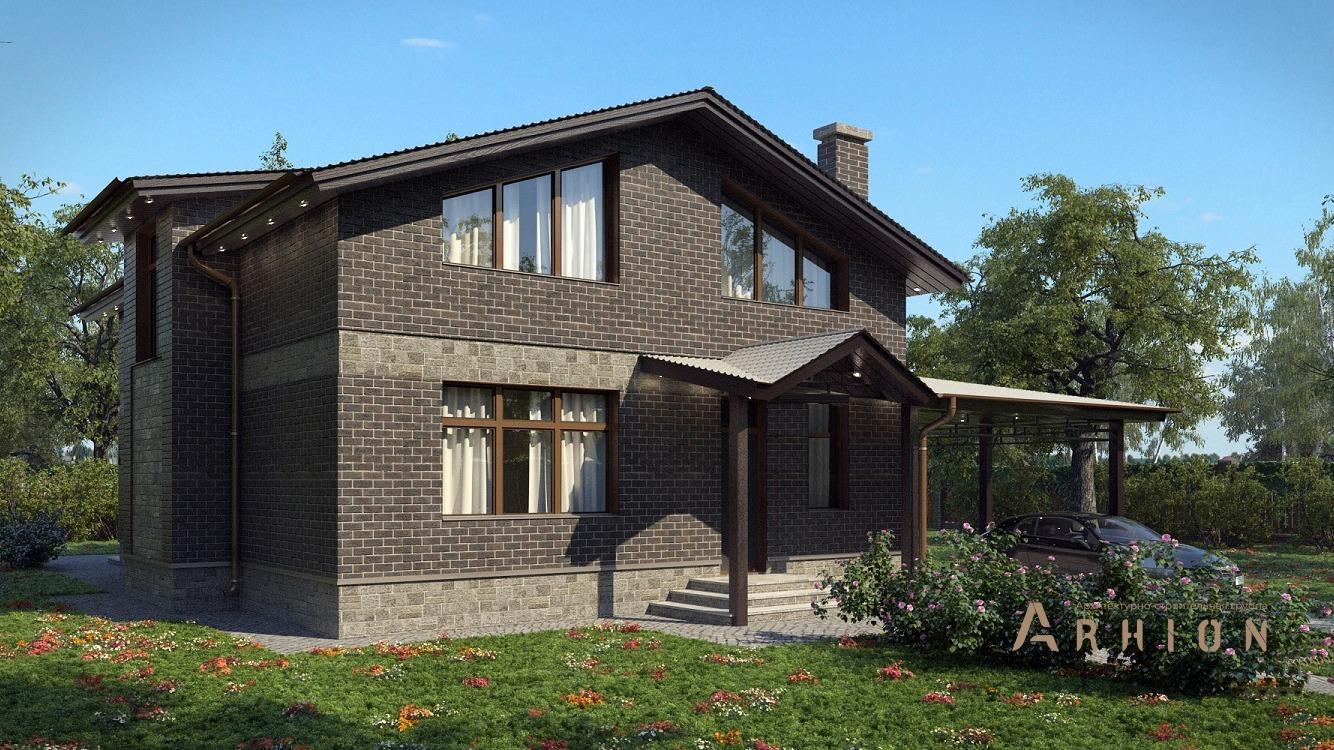 3. Проект одноэтажного дома в европейском стиле с двускатной кровлей, kr-173, площадью - 174 кв c мансардой, терассой, балконом