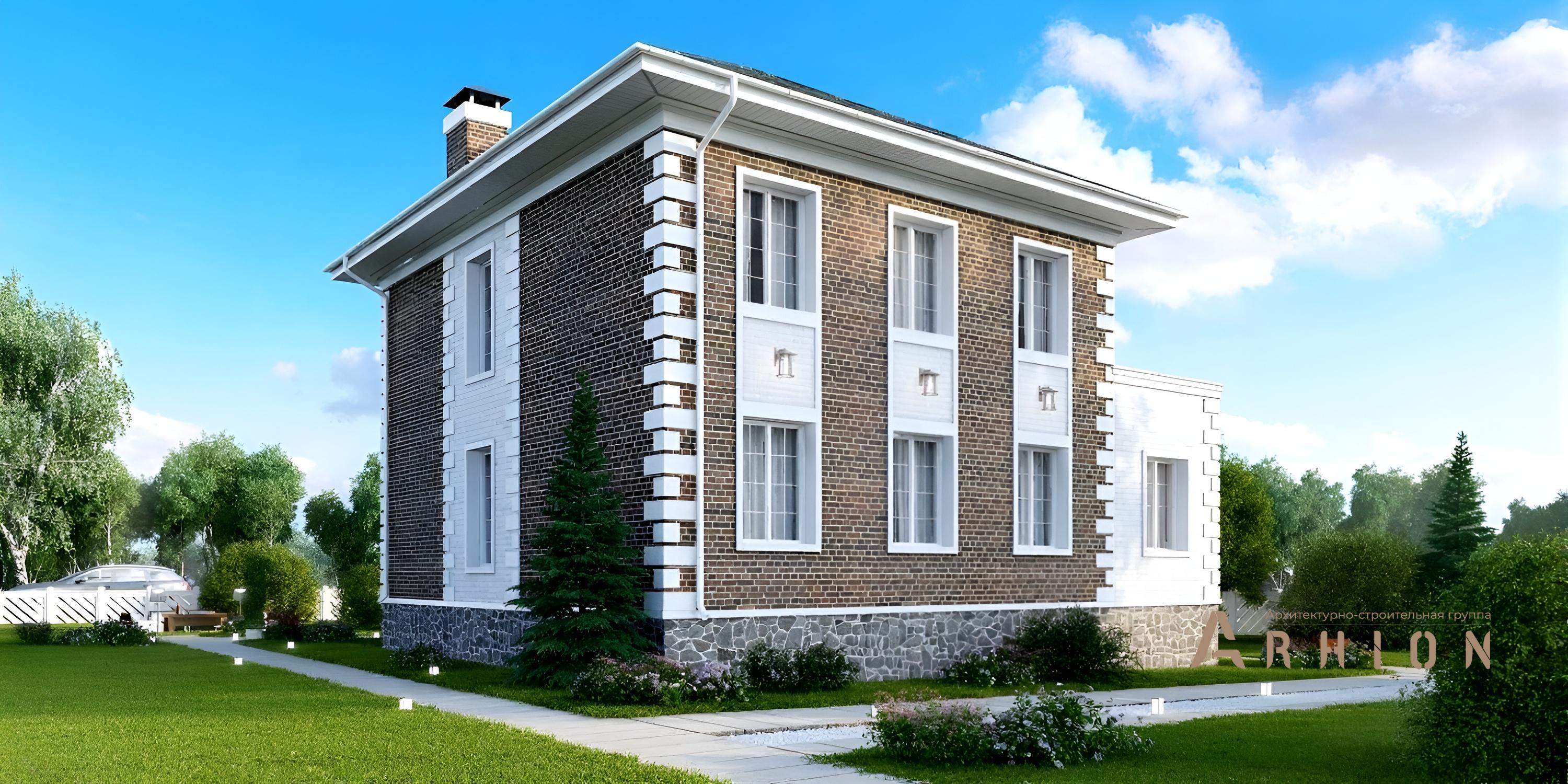 2. Проект двухэтажного дома в классическом стиле с многоскатной кровлей, kr-175, площадью - 175 кв c терассой, балконом, эркером