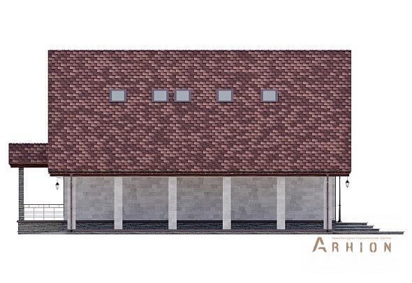 6. Проект одноэтажного дома в стиле шале с двускатной кровлей, kr-226, площадью - 225 кв c мансардой, терассой, балконом