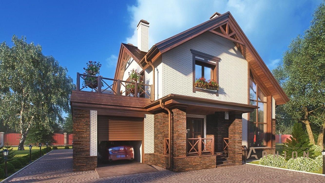 1. Проект одноэтажного дома в европейском стиле с многоскатной кровлей, kr-229, площадью - 218 кв c мансардой, терассой, балконом, гаражом, вторым светом