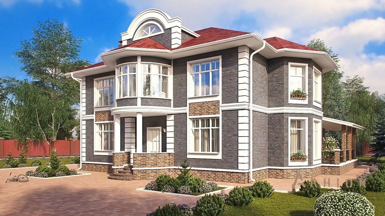 1. Проект двухэтажного дома в стиле модерн с плоской кровлей , kr-239, площадью - 239 кв c сауной, балконом, эркером