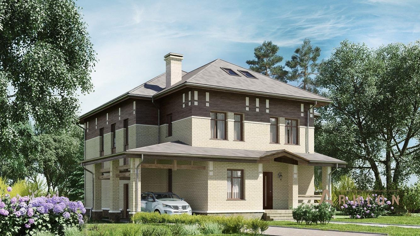 2. Проект двухэтажного дома в европейском стиле с многоскатной кровлей, kr-345, площадью - 243 кв c мансардой, сауной, терассой, балконом