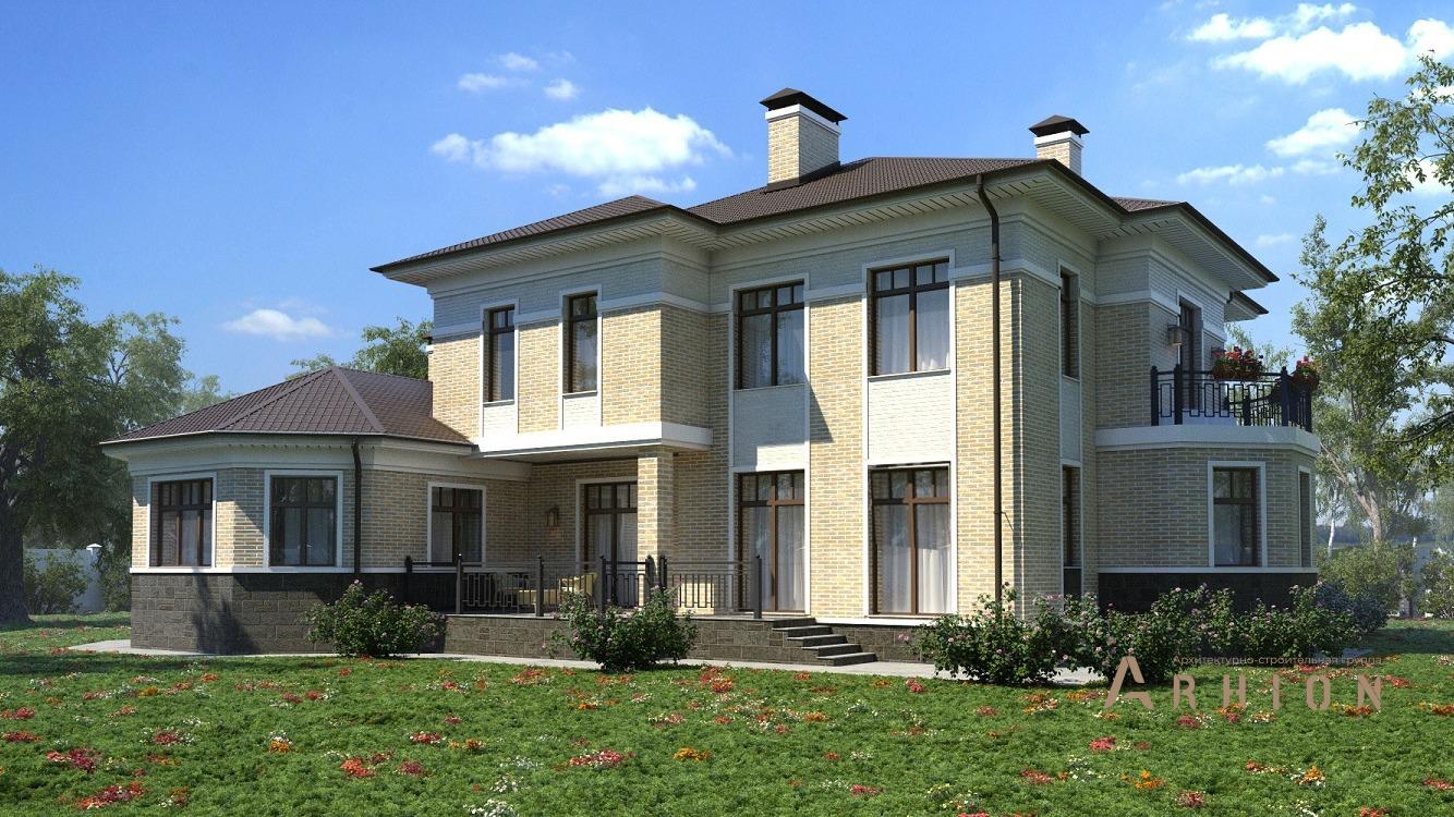 3. Проект двухэтажного дома в европейском стиле с многоскатной кровлей, kr-375, площадью - 375 кв c сауной, терассой, балконом, гаражом, бассейном, эркером