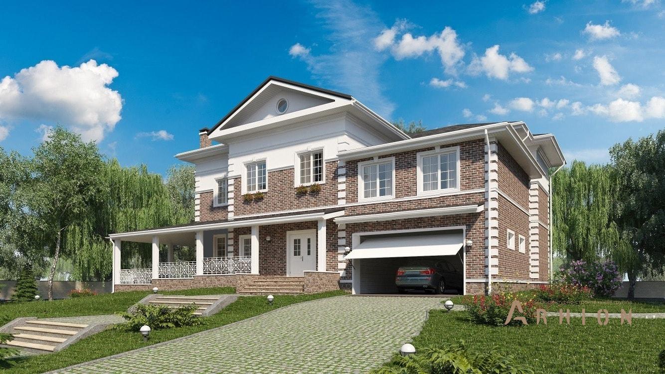 1. Проект двухэтажного дома в современном классическом стиле с многоскатной кровлей, kr-401, площадью - 401 кв c терассой, гаражом, эркером