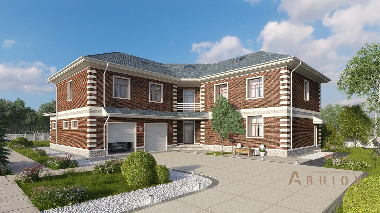 1. Проект двухэтажного дома в английском стиле с многоскатной кровлей, kr-535, площадью - 535 кв c сауной, терассой, балконом, гаражом, бассейном