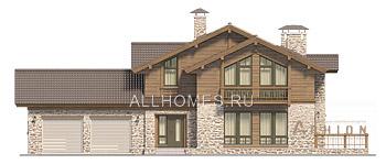 2. Проект одноэтажного дома в современном стиле с двускатной кровлей, l-281-1p, площадью - 280 кв c мансардой, гаражом