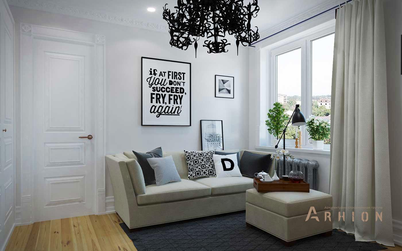 6. Проект одноэтажного дома в стиле шале с плоской кровлей , l-60, площадью - 60 кв c терассой