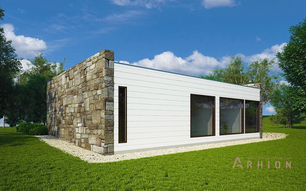 2. Проект одноэтажного дома в стиле лофт с плоской кровлей , l-91, площадью - 77 кв c терассой