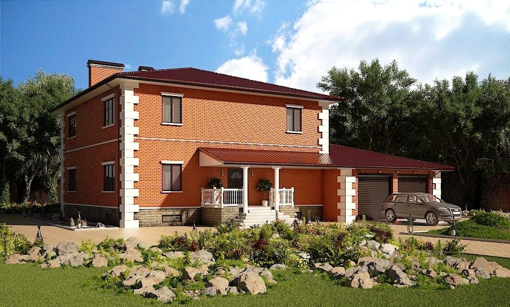 4. Проект двухэтажного дома в европейском стиле с четырехскатной, M-04, площадью - 563 кв c цокольным этажом, сауной, балконом, гаражом, бассейном, эркером