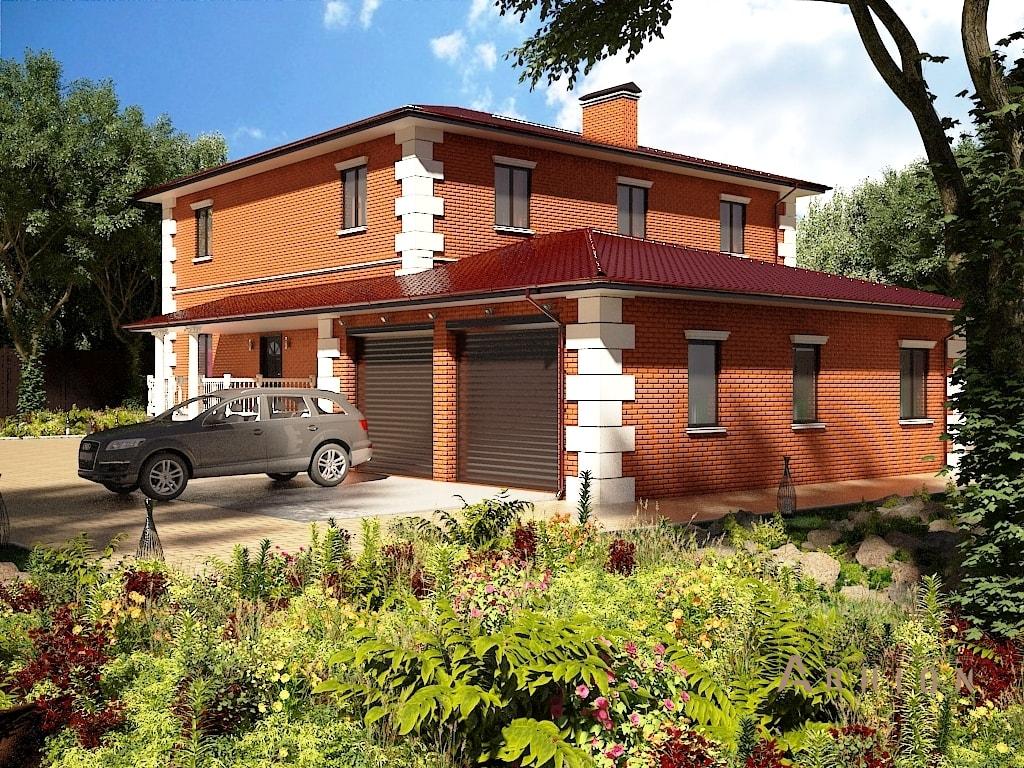 1. Проект двухэтажного дома в европейском стиле с четырехскатной, M-04, площадью - 563 кв c цокольным этажом, сауной, балконом, гаражом, бассейном, эркером