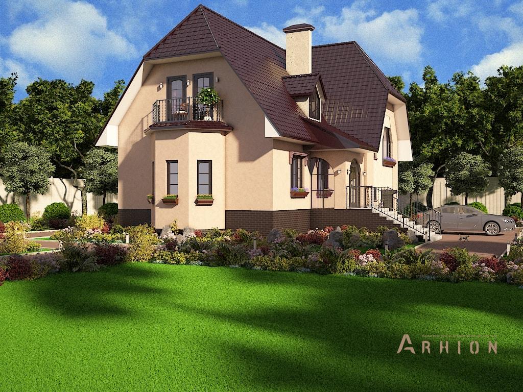 4. Проект одноэтажного дома в европейском стиле с многоскатной кровлей, M-07, площадью - 169 кв c мансардой, сауной, балконом, гаражом, бассейном, эркером