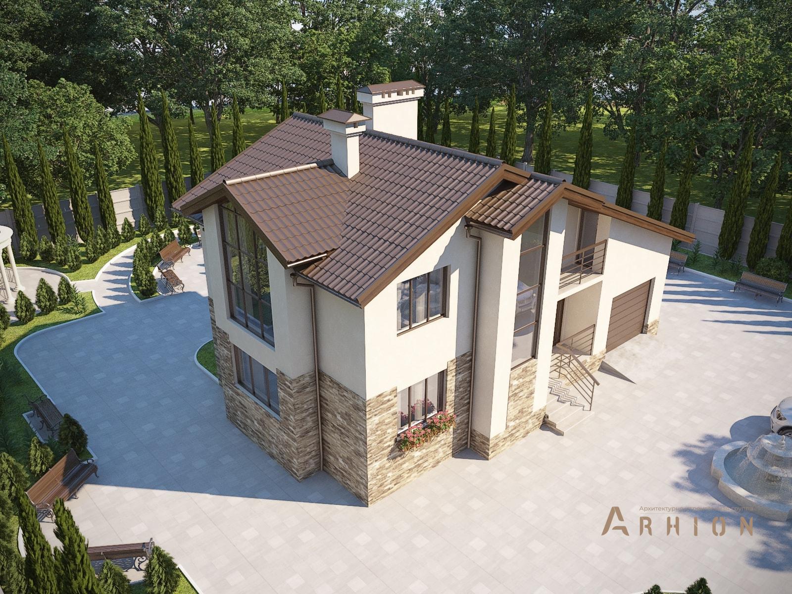 6. Проект двухэтажного дома в скандинавском стиле с многоскатной кровлей, M-11, площадью - 180 кв c терассой, балконом, гаражом