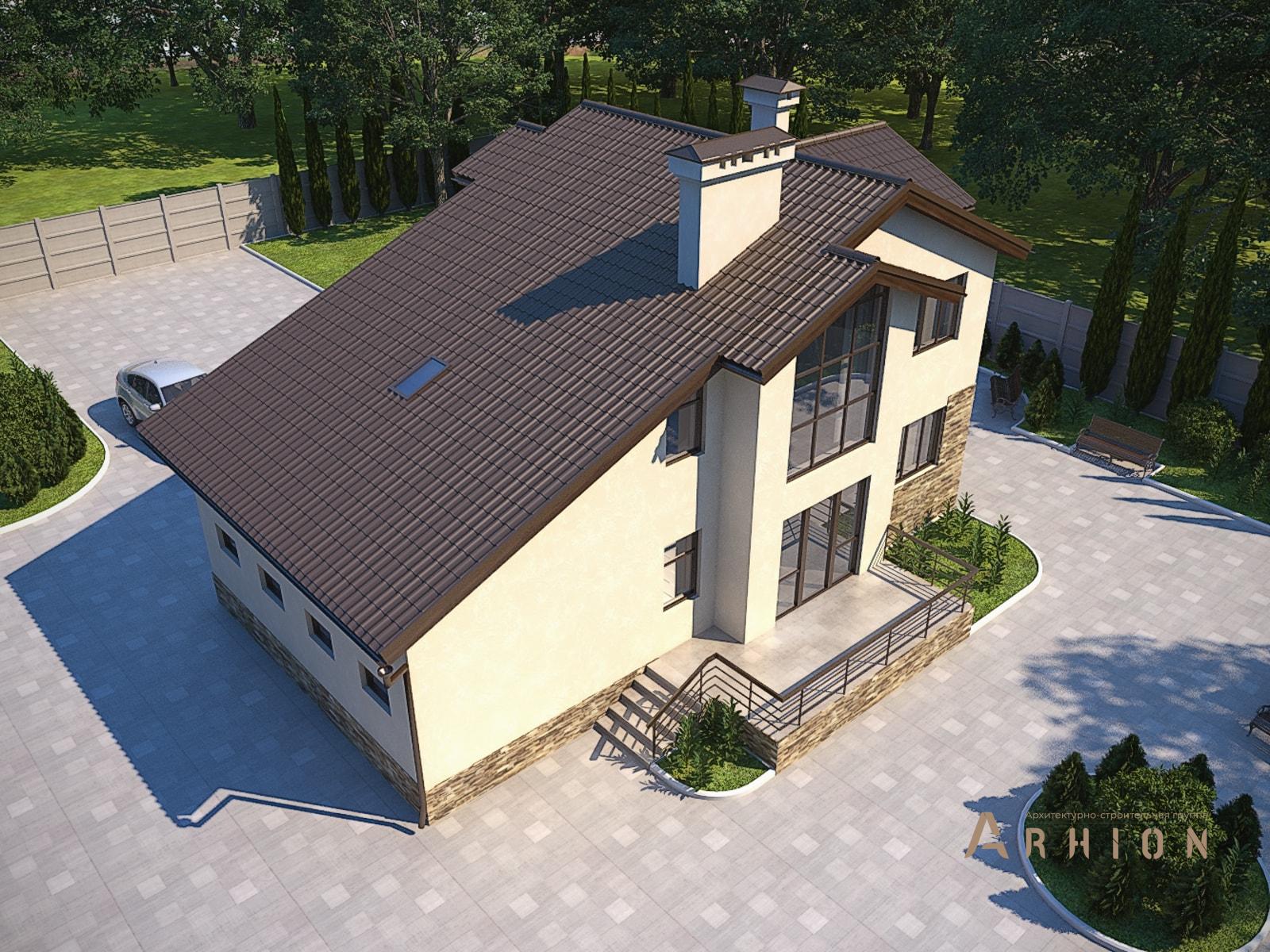 2. Проект двухэтажного дома в скандинавском стиле с многоскатной кровлей, M-11, площадью - 180 кв c терассой, балконом, гаражом