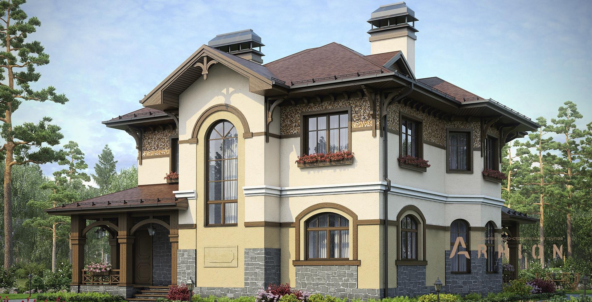 1. Проект двухэтажного дома в европейском стиле с плоской кровлей , m-176, площадью - 193 кв c терассой