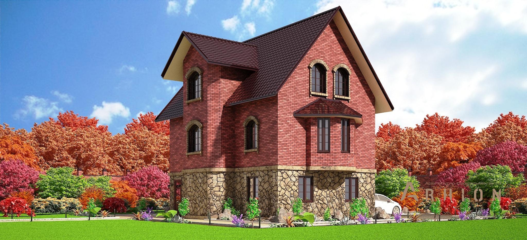 3. Проект двухэтажного дома в скандинавском стиле с двускатной кровлей, M-24, площадью - 192 кв c цокольным этажом, мансардой, гаражом, эркером