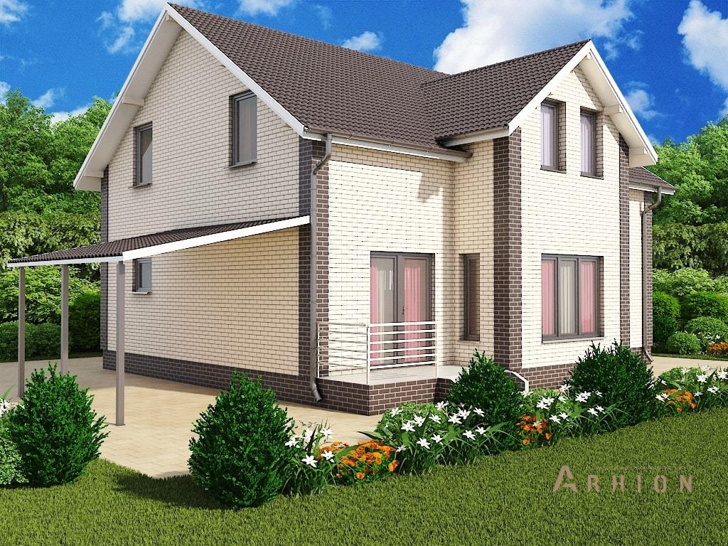 4. Проект одноэтажного дома в скандинавском стиле с двускатной кровлей, M-276, площадью - 155 кв c мансардой, терассой