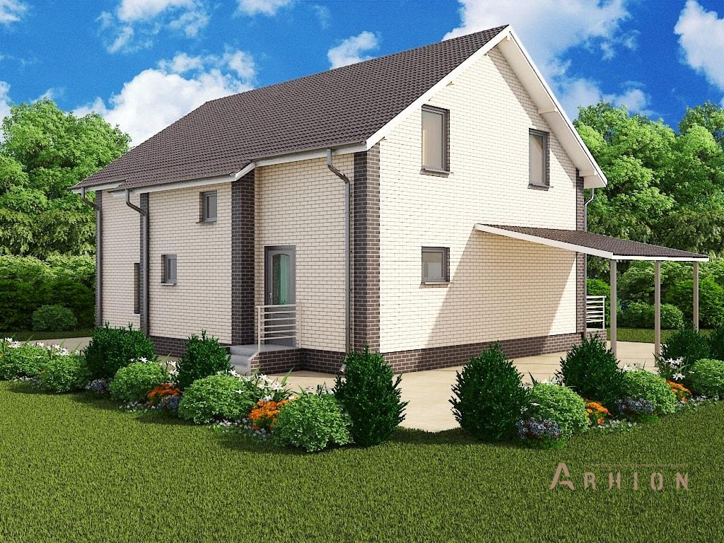 3. Проект одноэтажного дома в скандинавском стиле с двускатной кровлей, M-276, площадью - 155 кв c мансардой, терассой