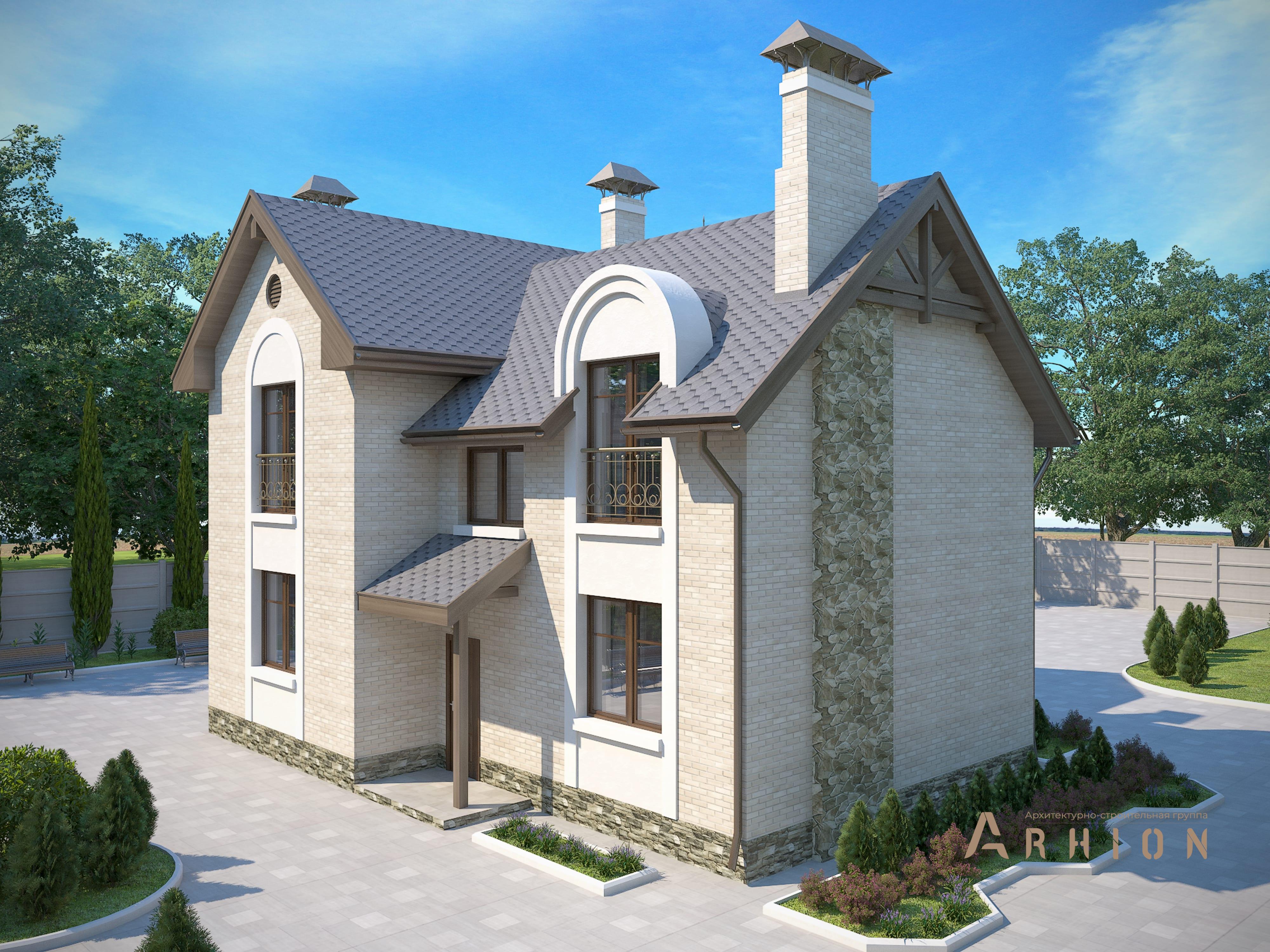 3. Проект одноэтажного дома в английском стиле с многоскатной кровлей, M-31, площадью - 159 кв c мансардой, эркером