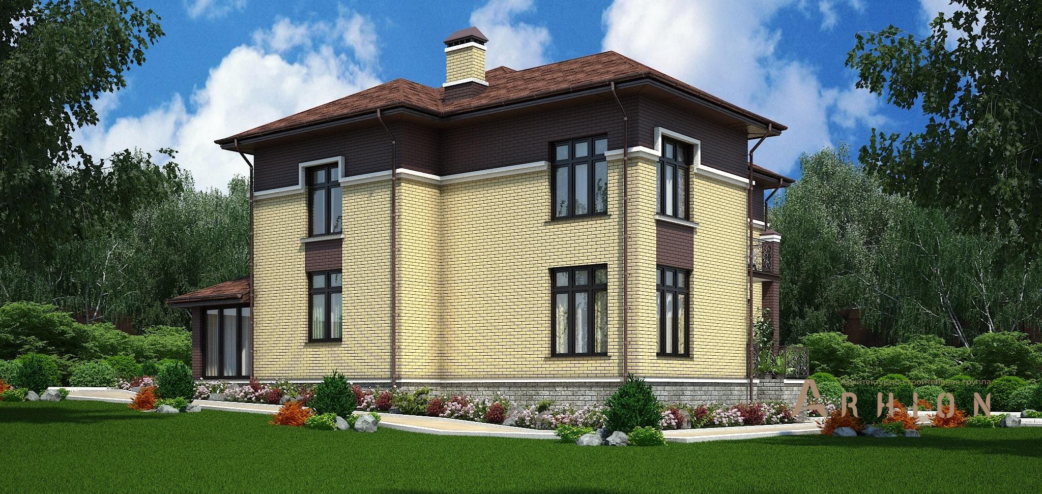 3. Проект двухэтажного дома в современном стиле с четырехскатной, M-325, площадью - 243 кв c терассой, балконом