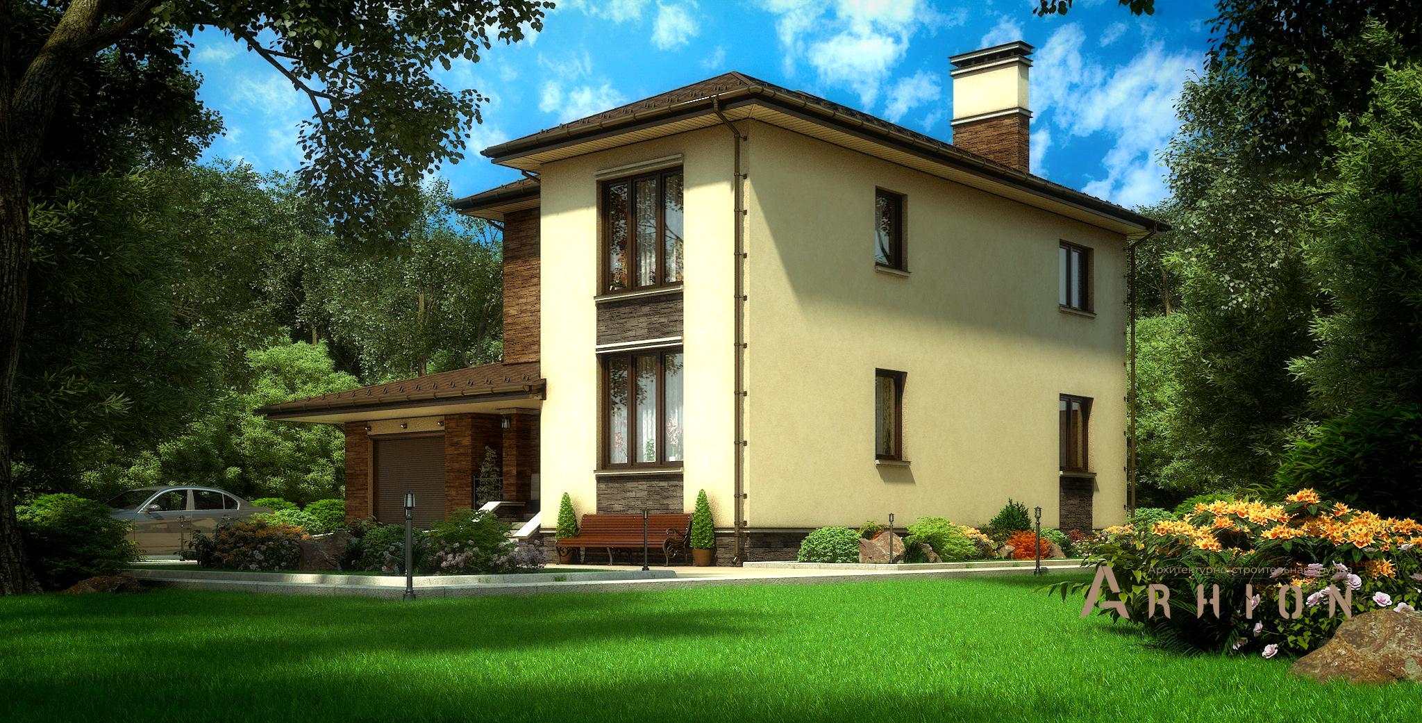 4. Проект двухэтажного дома в стиле лофт с односкатной кровлей, M-355, площадью - 205 кв c сауной, гаражом